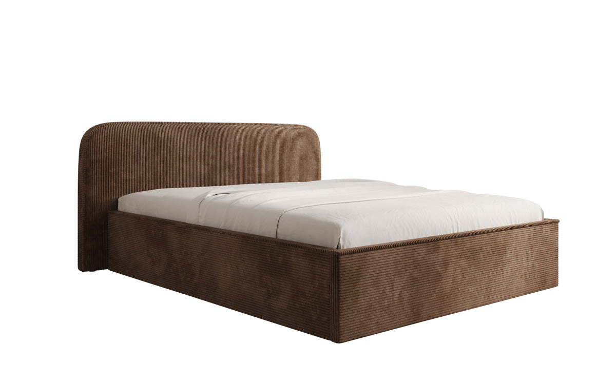Designer upholstered bed Nola in Corduroy with storage space
