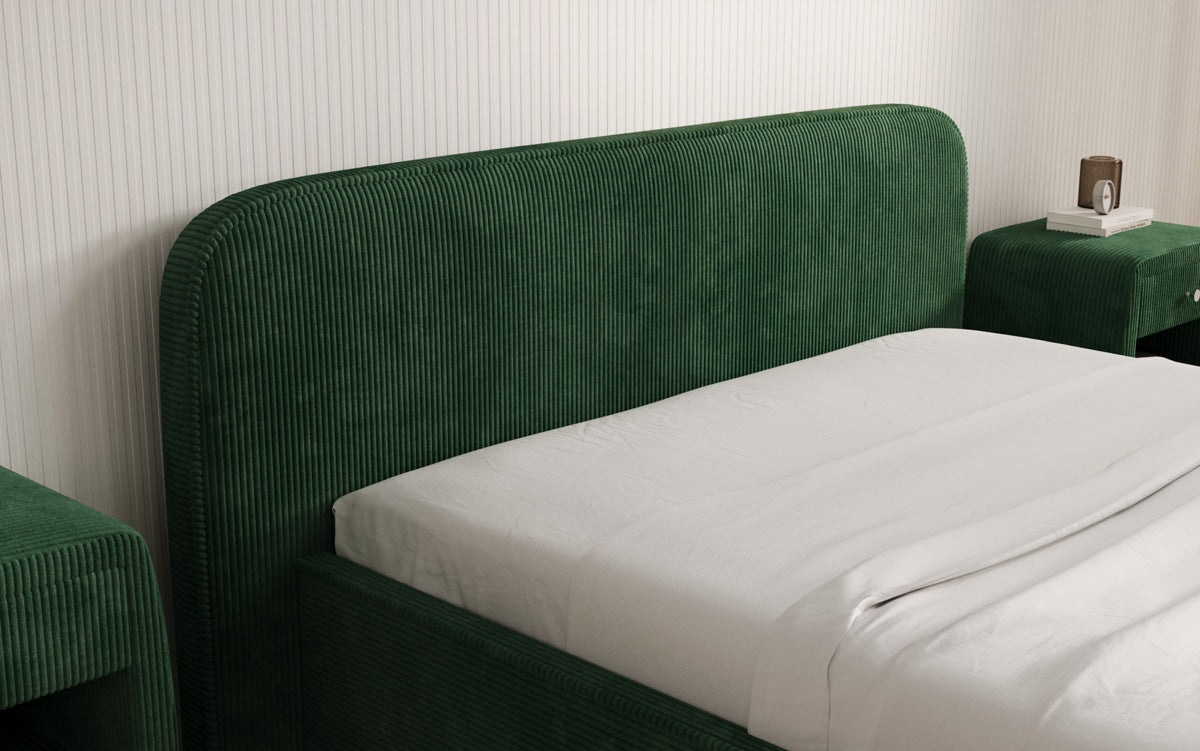 Designer upholstered bed Nola in Corduroy with storage space