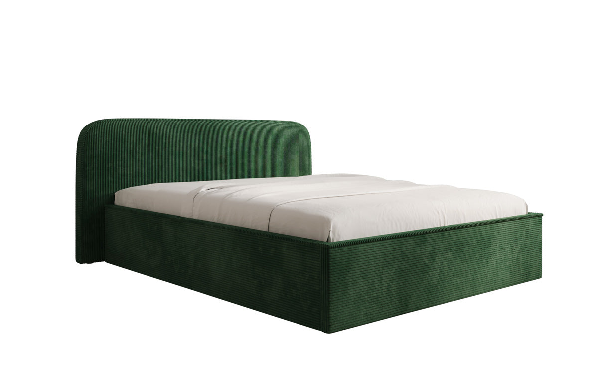 Designer upholstered bed Nola in Corduroy with storage space