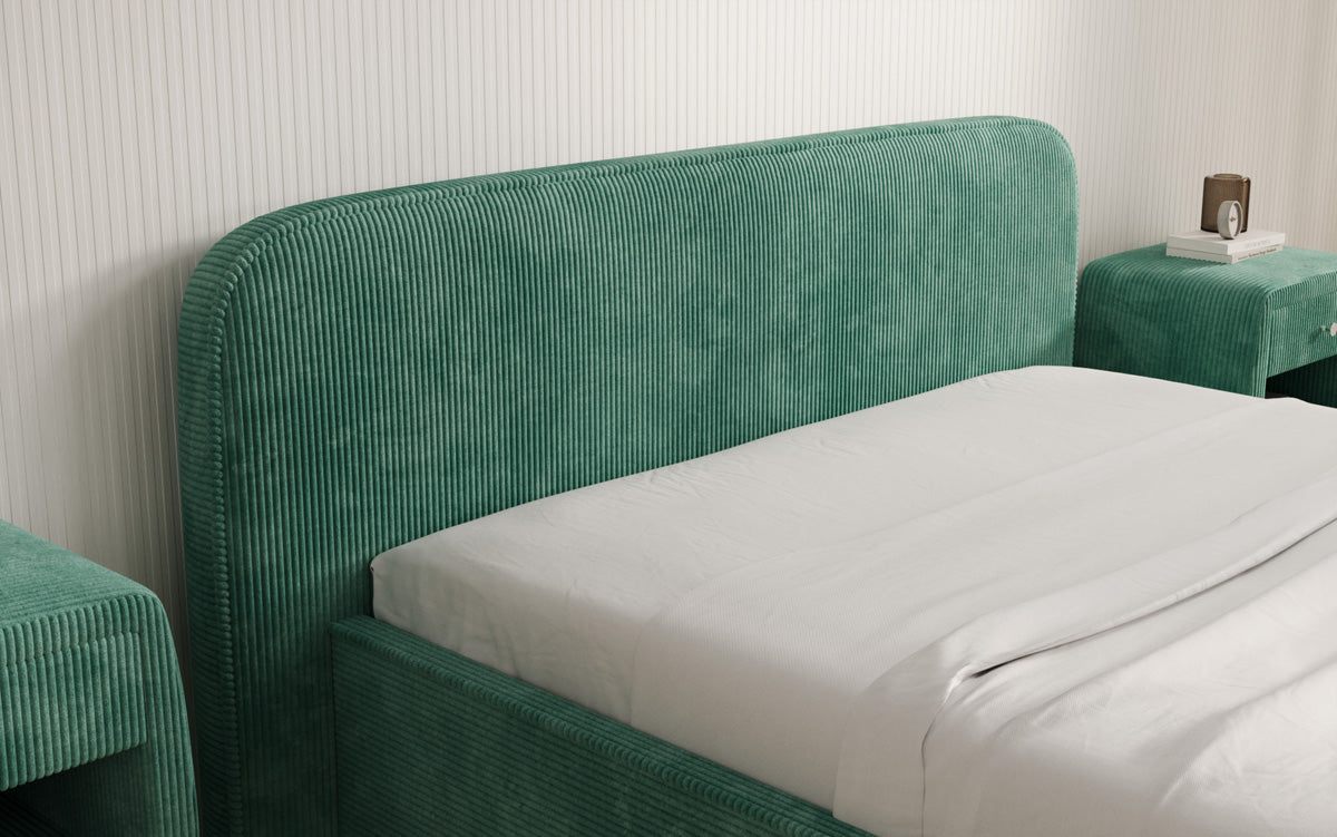 Designer upholstered bed Nola in Corduroy with storage space