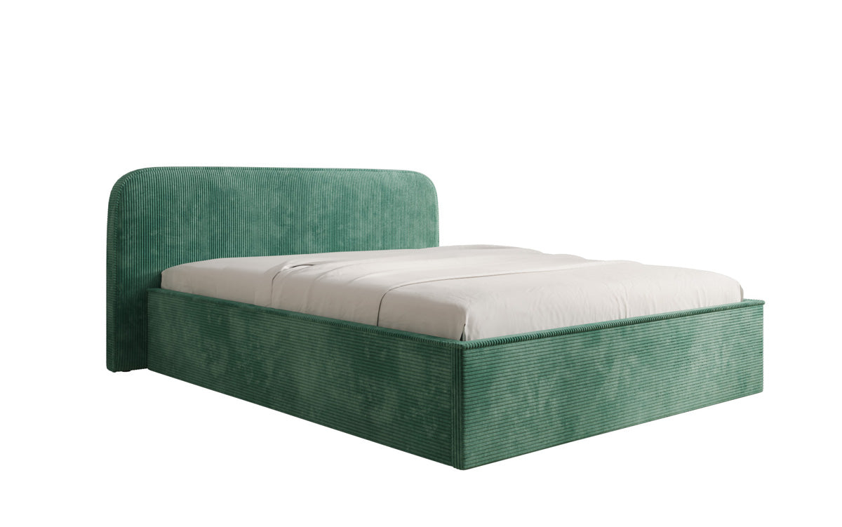 Designer upholstered bed Nola in Corduroy with storage space