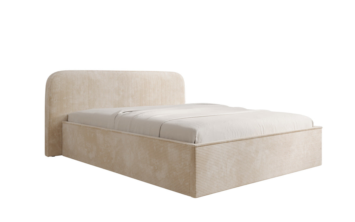 Designer upholstered bed Nola in Corduroy with storage space