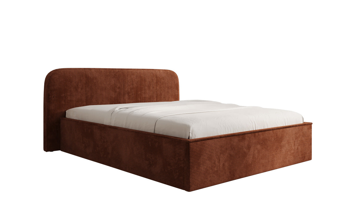 Designer upholstered bed Nola in Corduroy with storage space