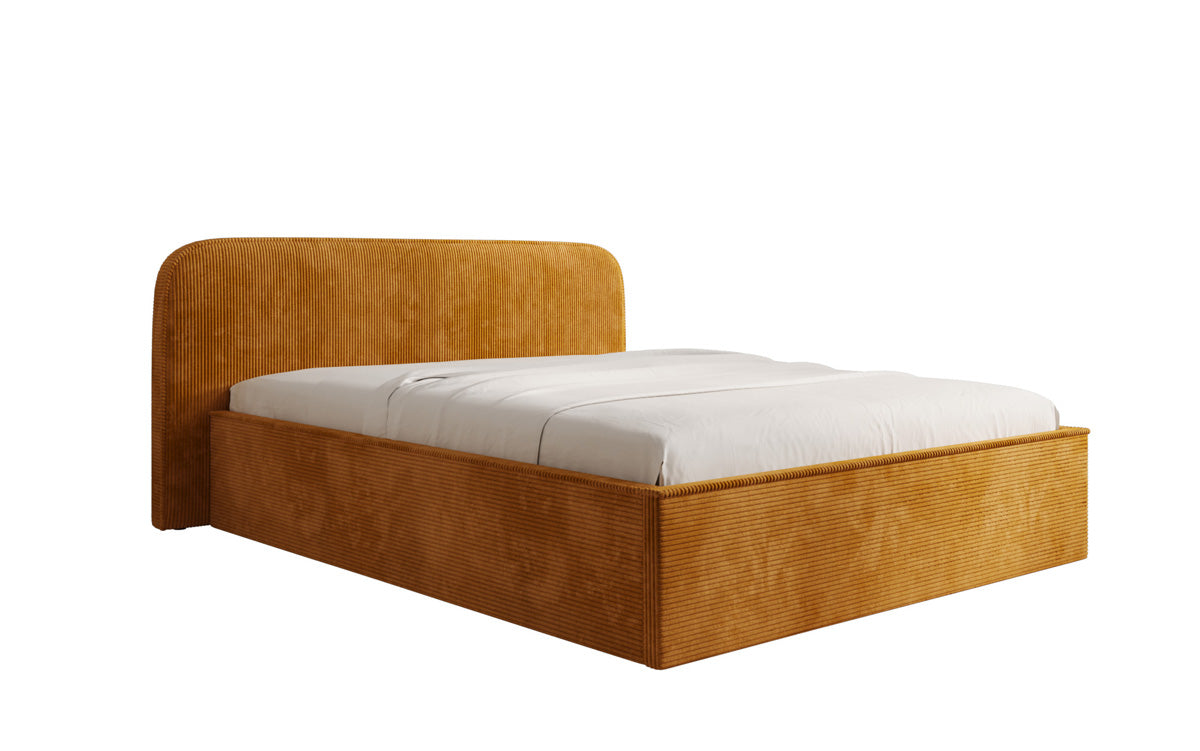 Designer upholstered bed Nola in Corduroy with storage space