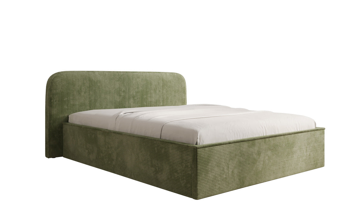 Designer upholstered bed Nola in Corduroy with storage space