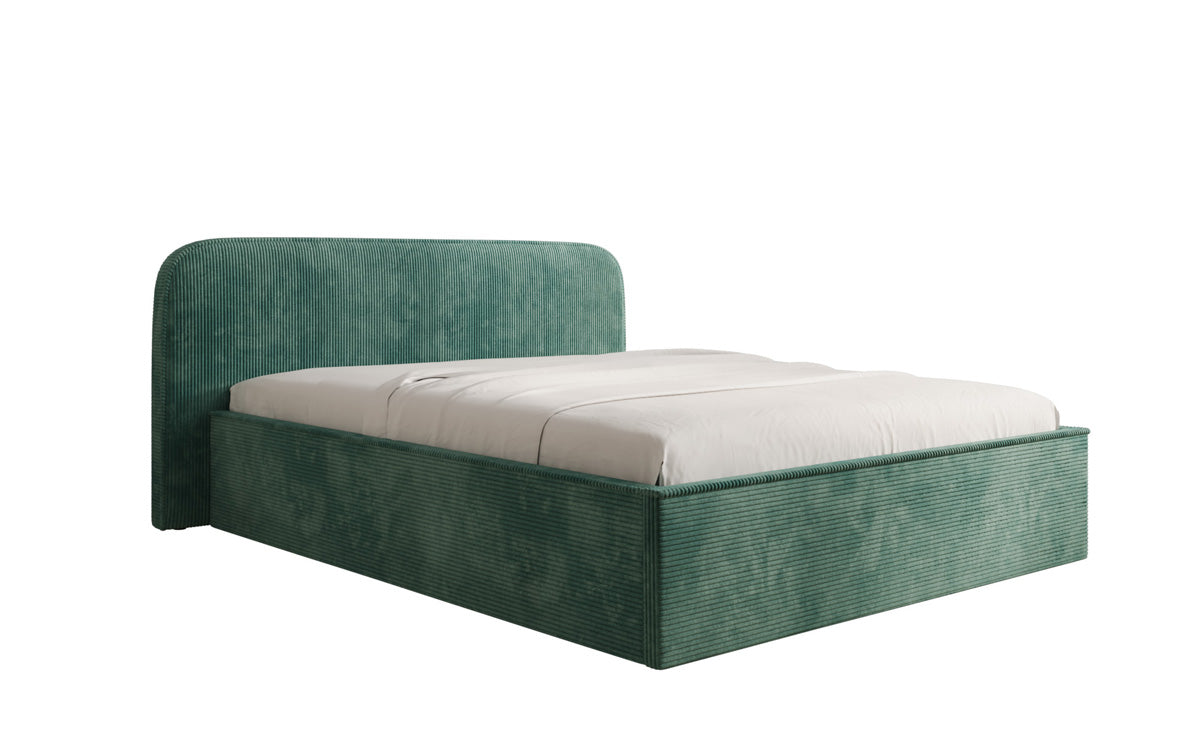 Designer upholstered bed Nola in Corduroy with storage space