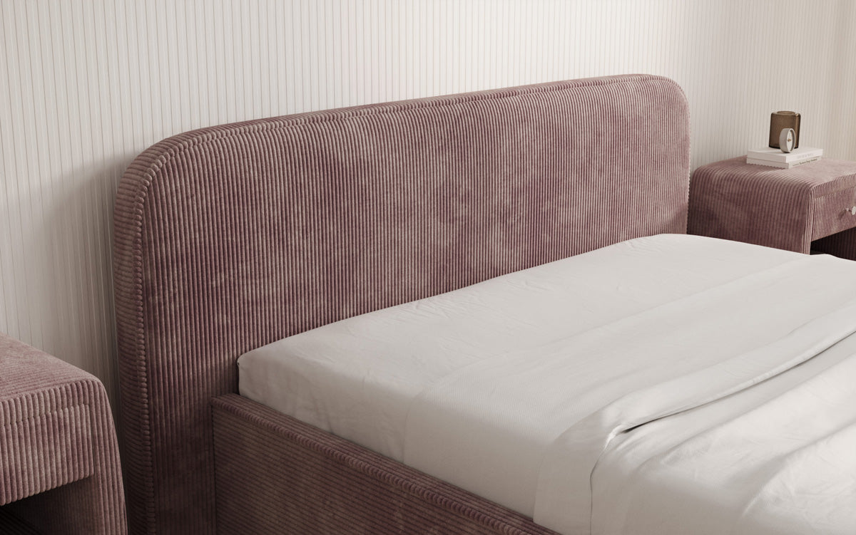 Designer upholstered bed Nola in Corduroy with storage space