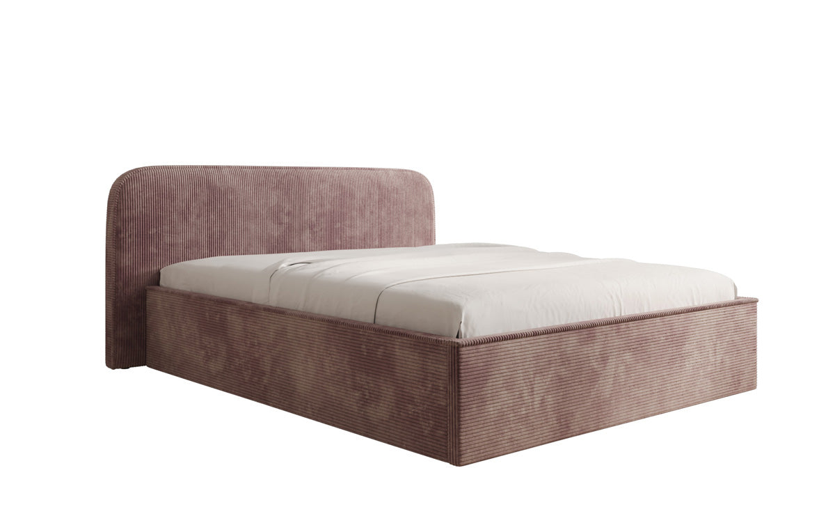 Designer upholstered bed Nola in Corduroy with storage space