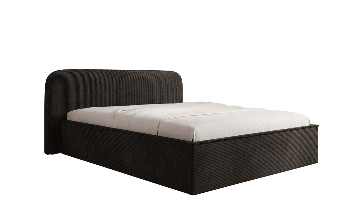 Designer upholstered bed Nola in Corduroy with storage space