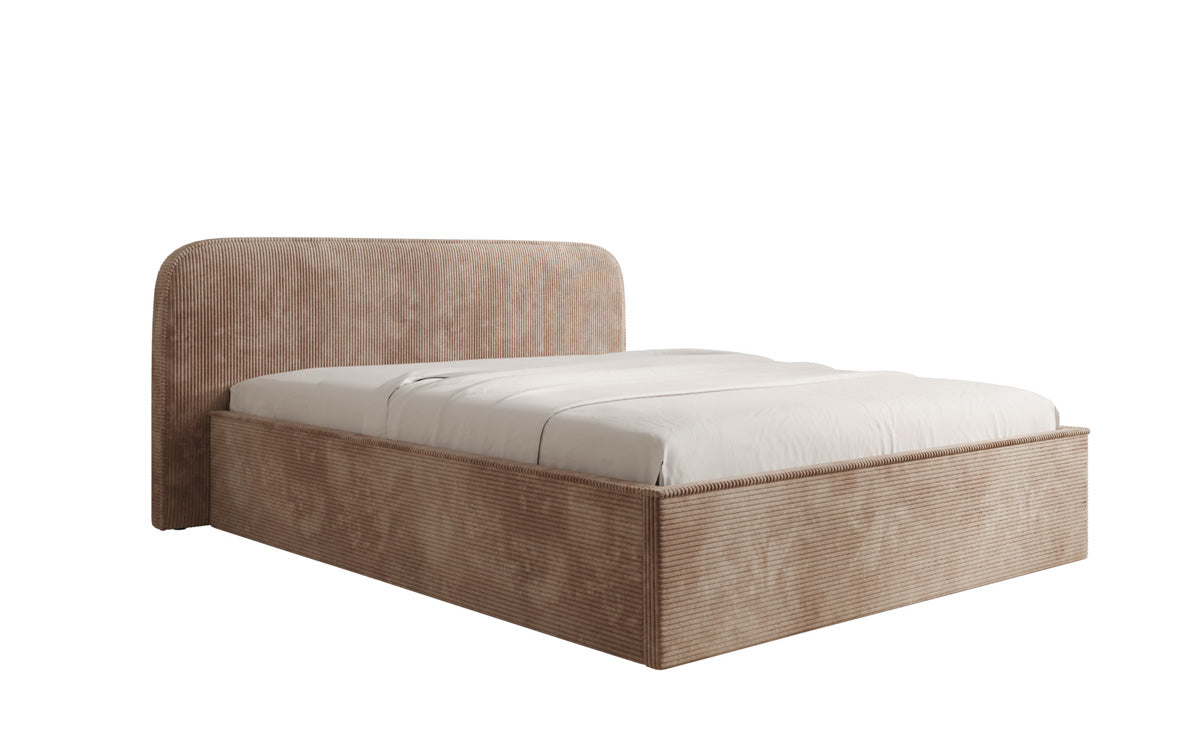 Designer upholstered bed Nola in Corduroy with storage space
