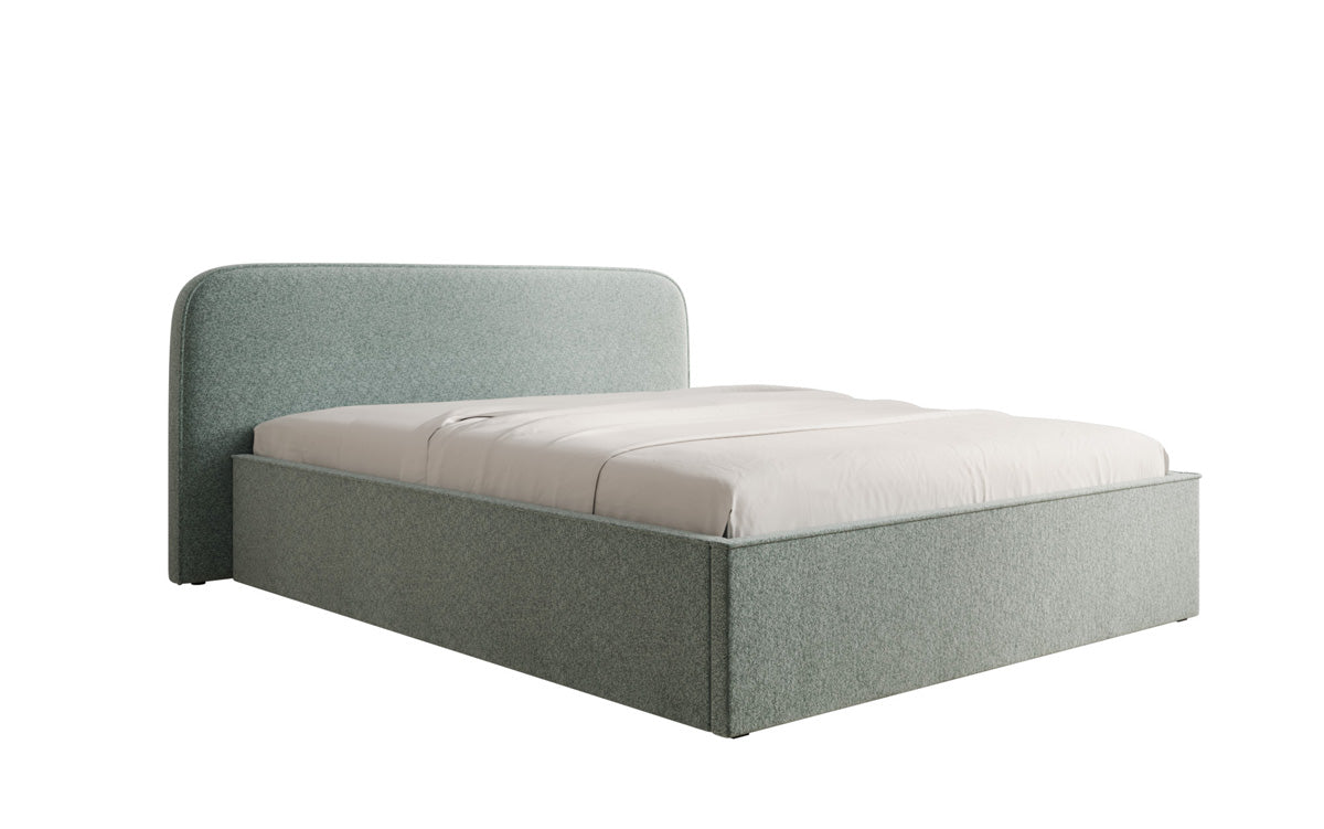 Designer upholstered bed Nola in textured fabric with storage space