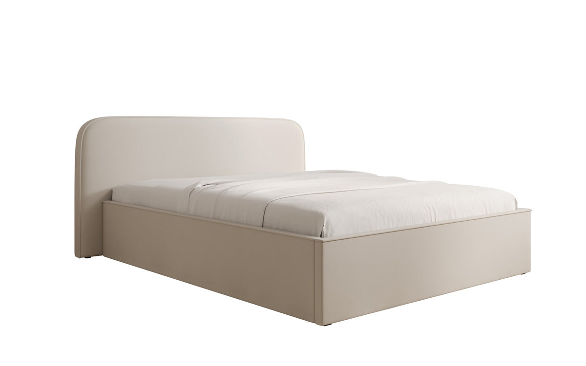 Designer upholstered bed Nola in fabric with storage space