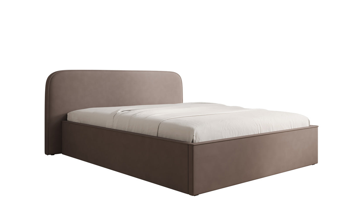Designer upholstered bed Nola in fabric with storage space
