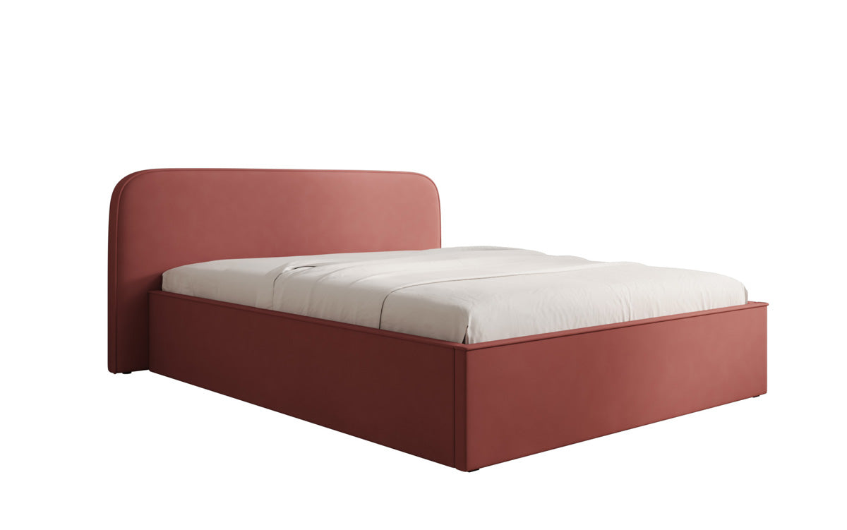 Designer upholstered bed Nola in fabric with storage space