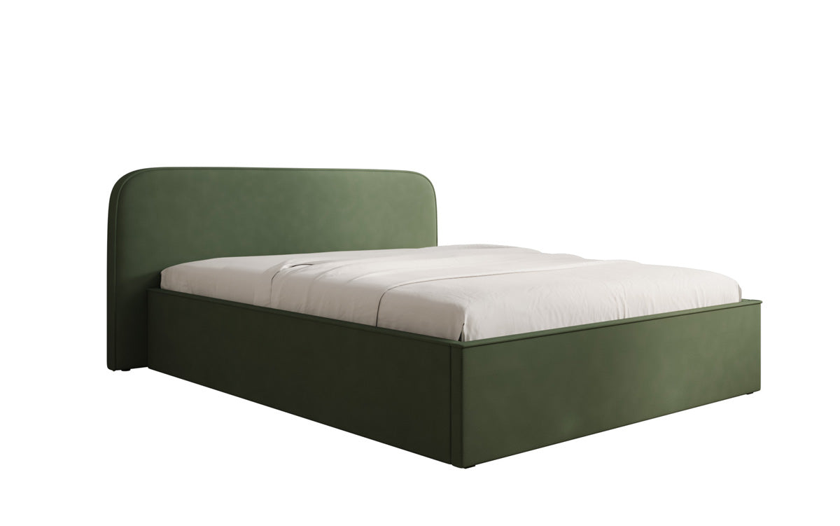 Designer upholstered bed Nola in fabric with storage space