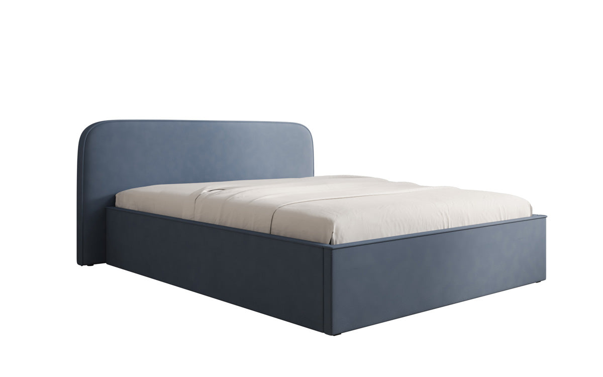 Designer upholstered bed Nola in fabric with storage space