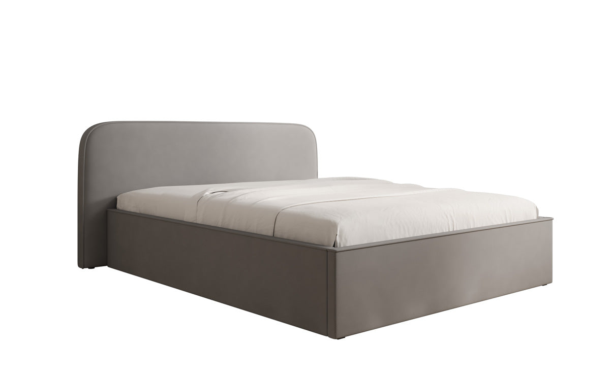Designer upholstered bed Nola in fabric with storage space