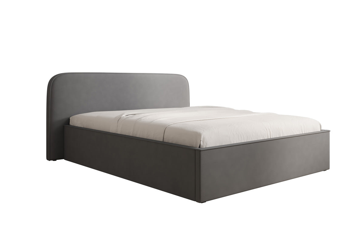 Designer upholstered bed Nola in fabric with storage space