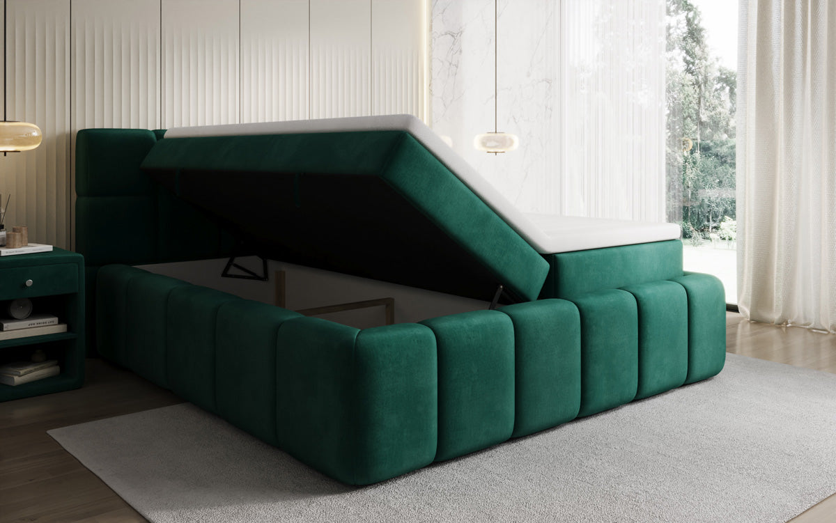 Bombo box spring bed with storage in velvet