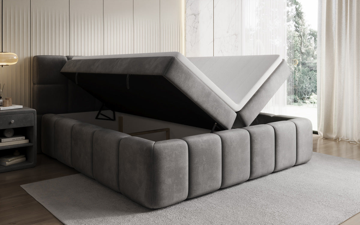 Bombo box spring bed with storage in velvet