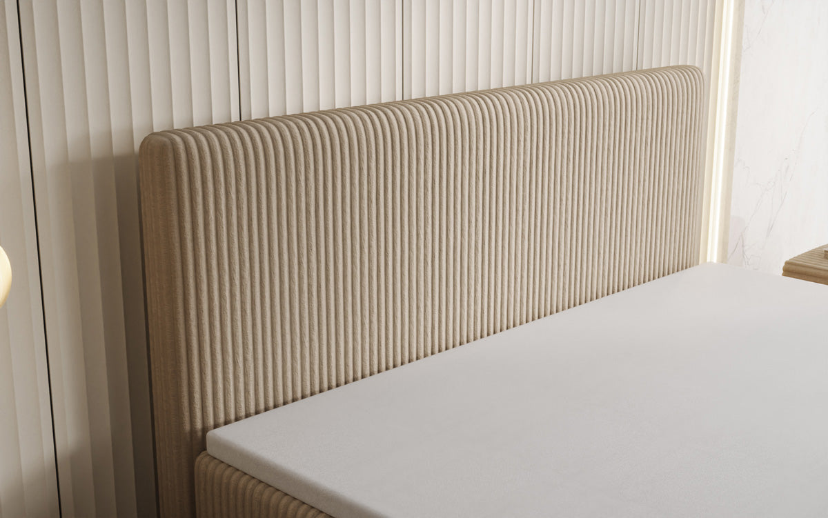 Box spring bed Kubo in Corduroy with storage space