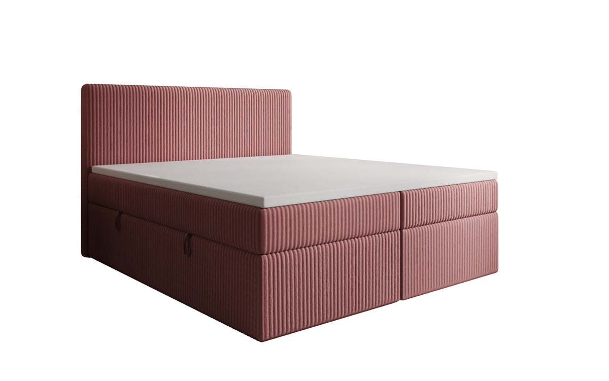 Box spring bed Kubo in Corduroy with storage space