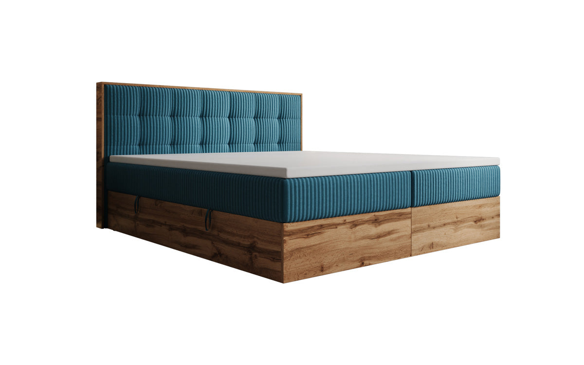 Boxspringbett Timber Quad in Cord mit Stauraum