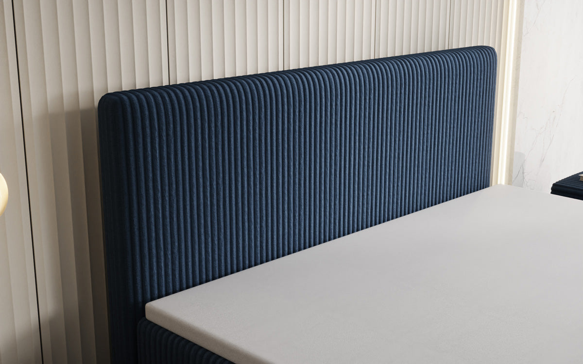 Box spring bed Kubo in Corduroy with storage space