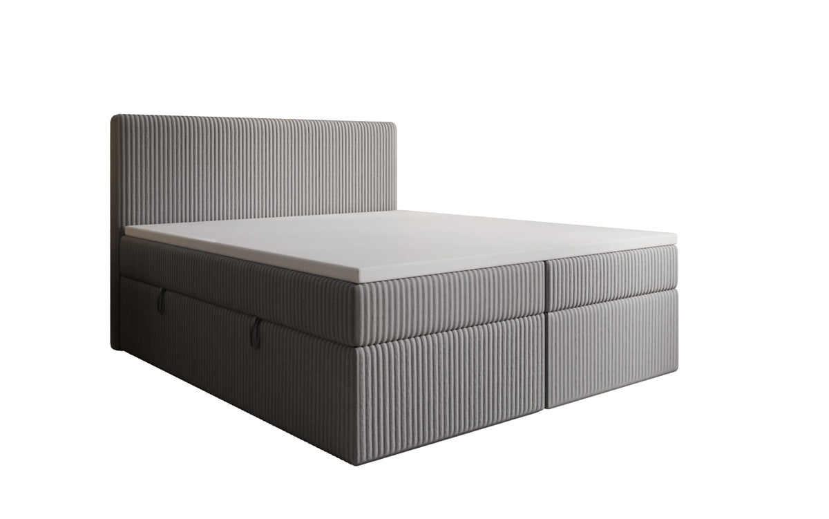 Box spring bed Kubo in Corduroy with storage space