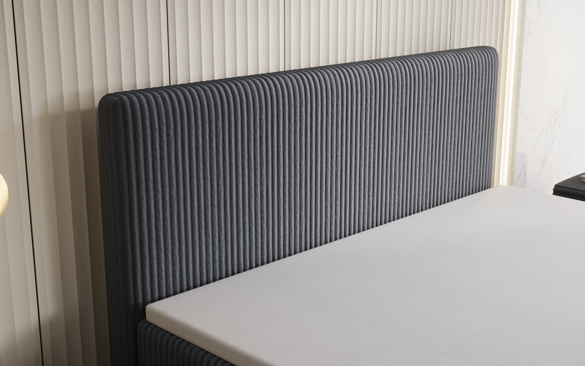 Box spring bed Kubo in Corduroy with storage space