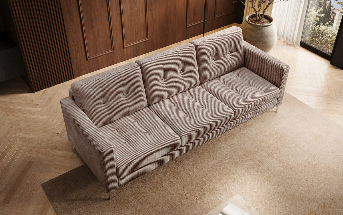 Designer 3 Sitzer Sofa Harvey mit Schlaf- und Klappfunktion in Cord