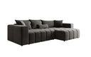 Designer corner sofa Momo with sleeping and folding function in textured fabric