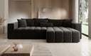 Designer corner sofa Momo with sleeping and folding function in textured fabric