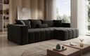 Designer corner sofa Momo with sleeping and folding function in textured fabric