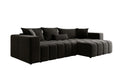 Designer corner sofa Momo with sleeping and folding function in textured fabric