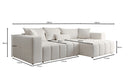Designer corner sofa Momo with sleeping and folding function in textured fabric