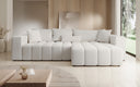 Designer corner sofa Momo with sleeping and folding function in textured fabric