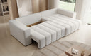 Designer corner sofa Momo with sleeping and folding function in textured fabric