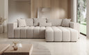 Designer corner sofa Momo with sleeping and folding function in textured fabric