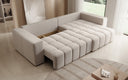 Designer corner sofa Momo with sleeping and folding function in textured fabric