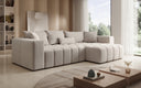Designer corner sofa Momo with sleeping and folding function in textured fabric