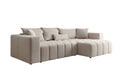 Designer corner sofa Momo with sleeping and folding function in textured fabric
