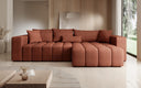 Designer corner sofa Momo with sleeping and folding function in textured fabric