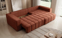 Designer corner sofa Momo with sleeping and folding function in textured fabric