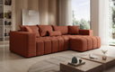 Designer corner sofa Momo with sleeping and folding function in textured fabric