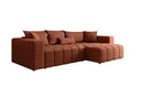 Designer corner sofa Momo with sleeping and folding function in textured fabric