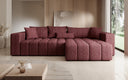 Designer corner sofa Momo with sleeping and folding function in textured fabric