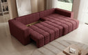 Designer corner sofa Momo with sleeping and folding function in textured fabric