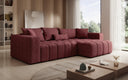 Designer corner sofa Momo with sleeping and folding function in textured fabric