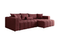 Designer corner sofa Momo with sleeping and folding function in textured fabric